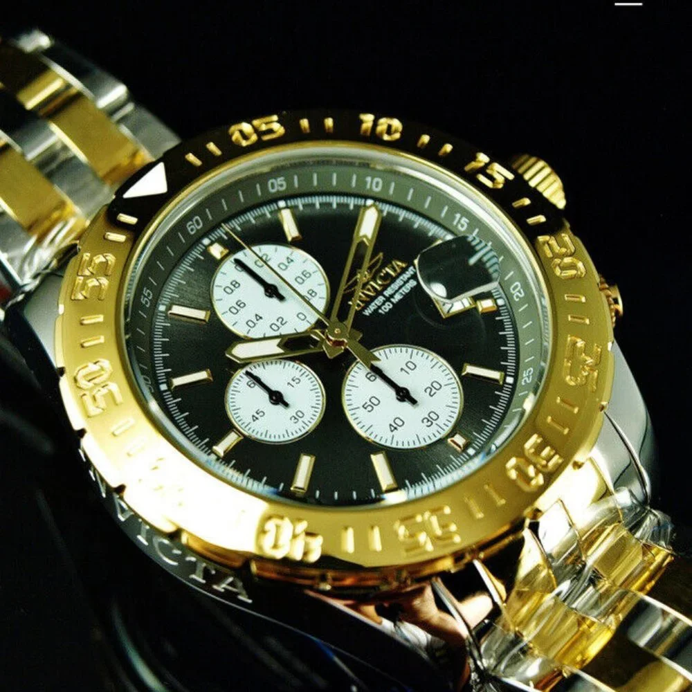 Invicta Two Tone 18k Gold Men Watch